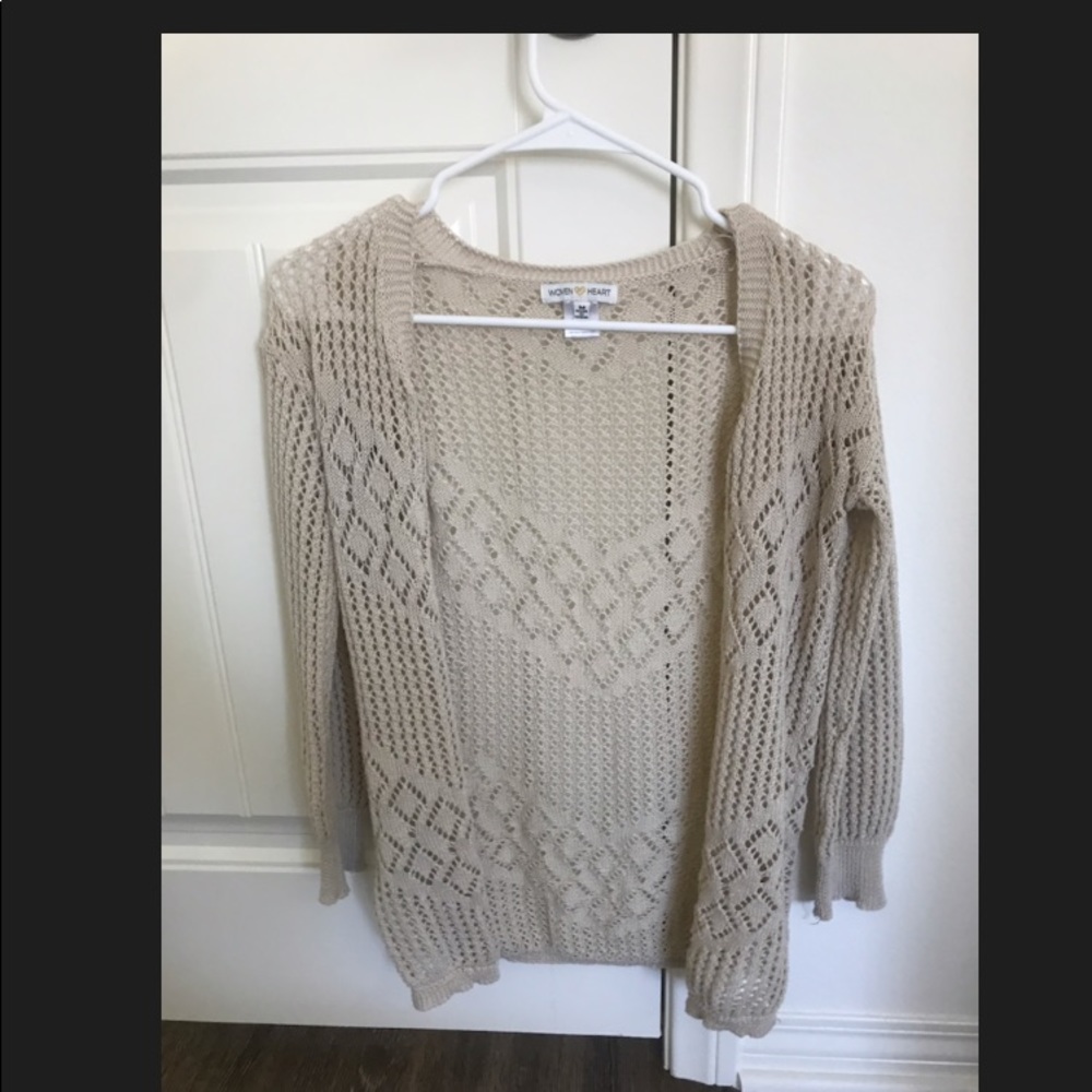 Cream patterned woven cardigan from Tillys